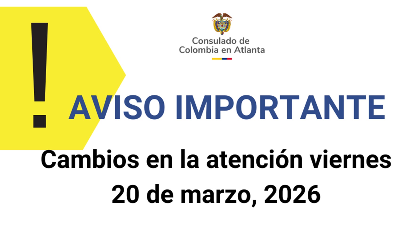 Cambios en el horario de atención de este viernes 20 de marzo de 2026