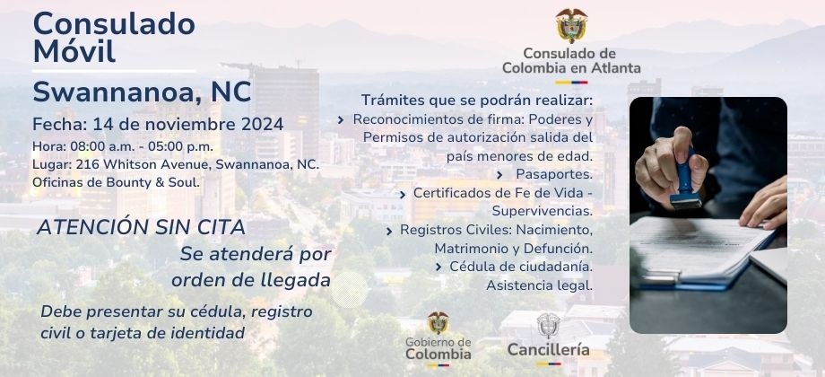 Consulado Móvil en Swannanoa, NC.  14 de noviembre 2024