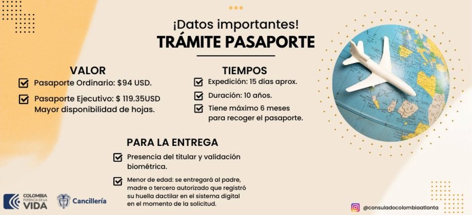 Tenga en cuenta estos datos generales respecto al trámite de expedición y solicitud de Pasaporte