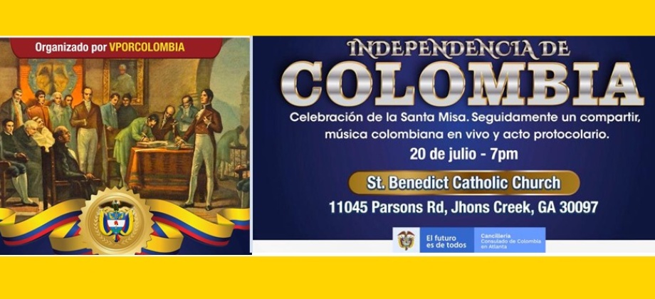 Consulado de Colombia en Atlanta conmemora el 211 aniversario de la independencia de Colombia el próximo martes 20 de julio de 2021