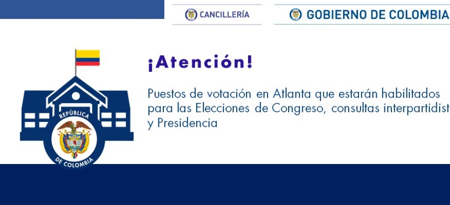 Puestos de votación en Atlanta que estarán habilitados para las Elecciones de Congreso, consultas interpartidistas y Presidencia de 2018