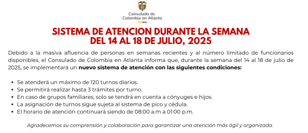  Mensaje importante a tener en cuenta en la jornada de atención al público del 14 al 18 de julio de 2025