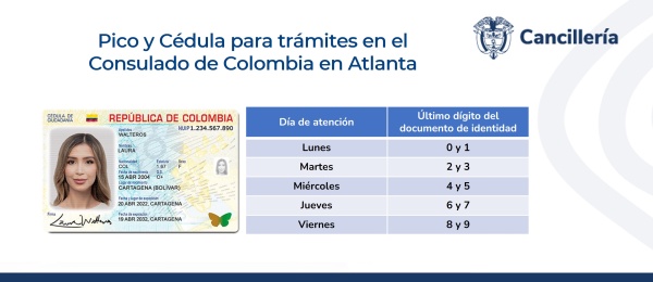  Nuevo sistema de atención sin citas 'Pico y Cédula' en el Consulado de Colombia en Atlanta desde el 1 de abril de 2024