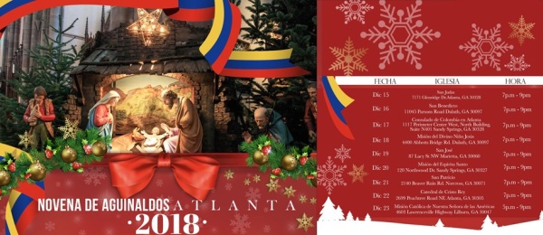Consulado de Colombia en Atlanta invita a las novenas de aguinaldos que realizará del 15 y el 23 de diciembre de 2018
